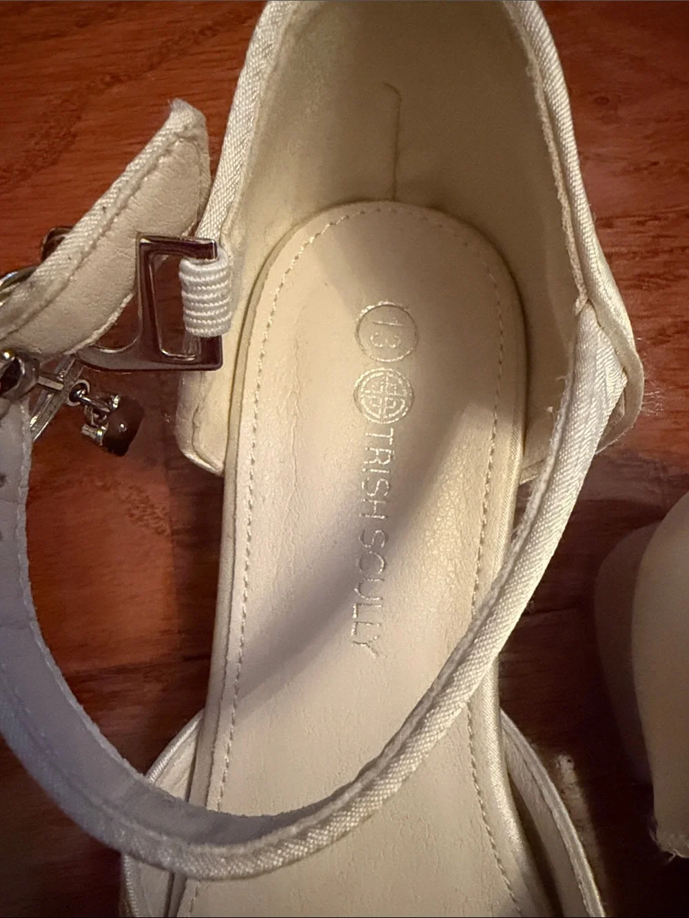 Trish Scully Girls Ivory Ankle-Strap Dress Flats with Rhinestone Bow
